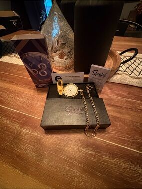 Speidel Gold Pocket Watch with Matching Chain